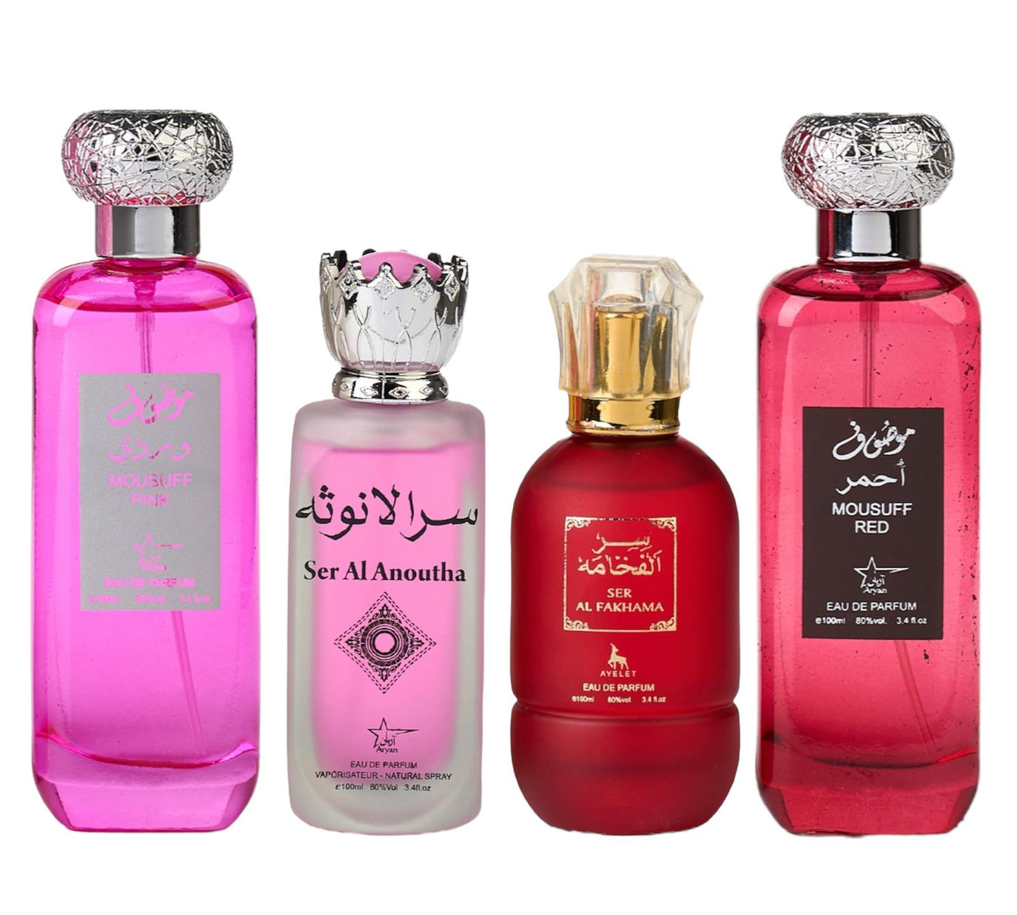 Set 4 Parfumuri Orientale De Dama - Mousuff Pink + Anoutha + Fakhama + Mousuff Red