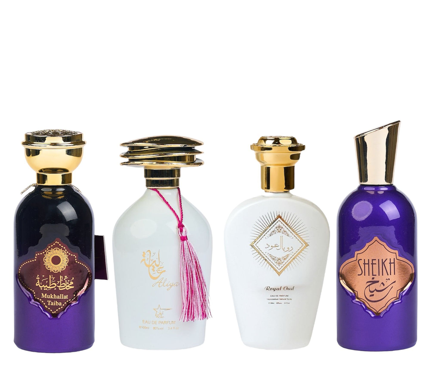 Set 4 Parfumuri Orientale ( 2xDama + 2xBarbat ) - Mukhallat Taiba + Aliya + Royal Oud + Sheikh