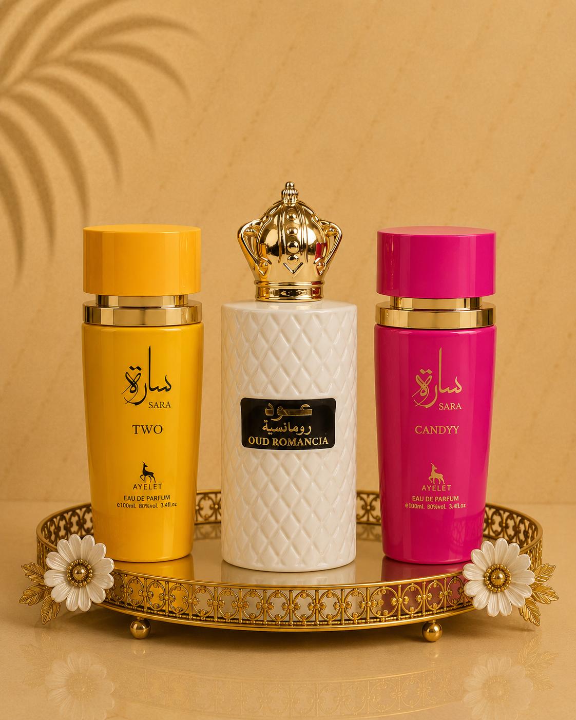 Set 3 Parfumuri Orientale de Dama - Sara Two + Oud Romancia + Sara Candy