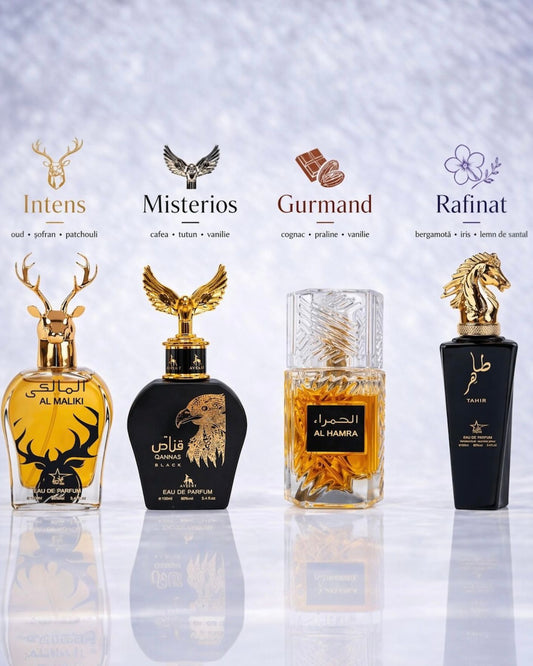 Set 4 Parfumuri Orientale Barbatesti - Tahir + Qannas Black + Al Hamra Royal + Maliki