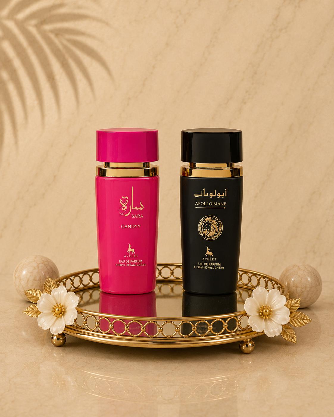 Set 2 Parfumuri Orientale (Dama + Barbat) - Sara Candy + Apollo Black