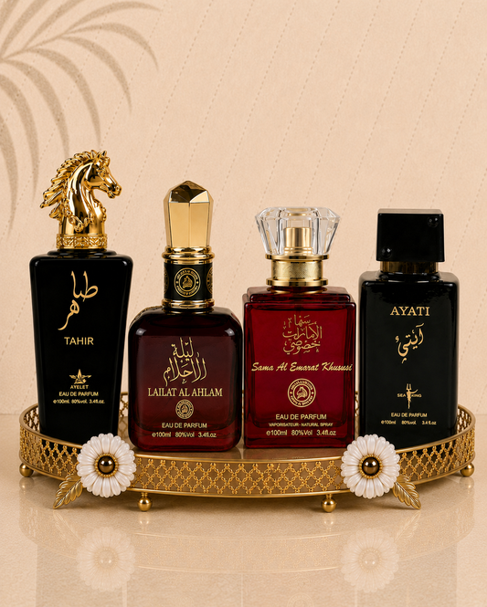 Set 4 Parfumuri Orientale ( 2xDama + 2xBarbat) - Tahir + Lailat al Ahlam + Sama Al Emarat + Ayati Black