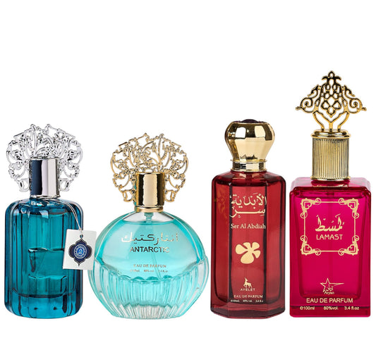 Set 4 Parfumuri Orientale ( 2xDama + 2xBarbat ) - Majd Al Emarat + Antartic Blue + Ser Al Abdiah + Lamast