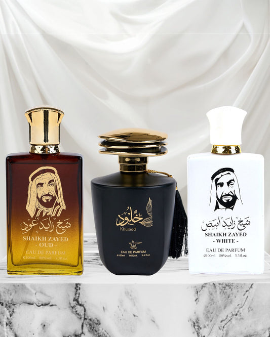 Set 3 Parfumuri Orientale De Barbati - Sheikh Zayed Oud + Khulood + Shaikh Zayed White