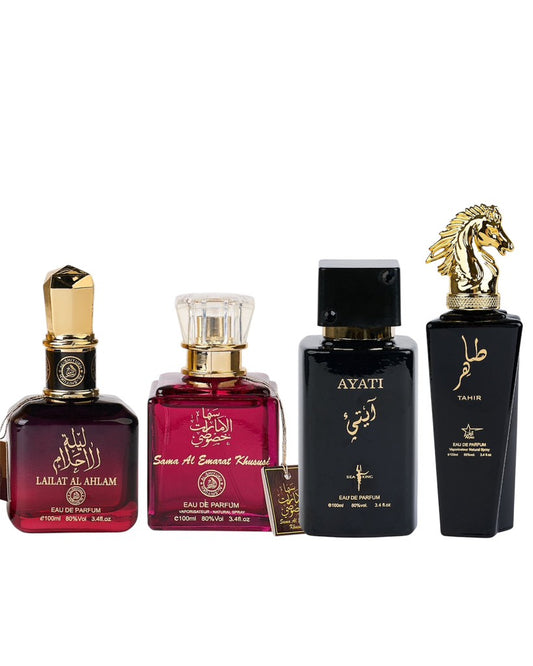 Set 4 Parfumuri Orientale ( 2xDama + 2xBarbat) - Lailat al Ahlam + Sama Emarat + Ayati Black + Tahir