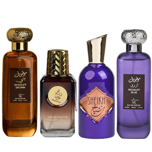 Set 4 Parfumuri Orientale de Barbati - Mousuff Brown + Dirham Oud + Sheikh + Mousuff Blue
