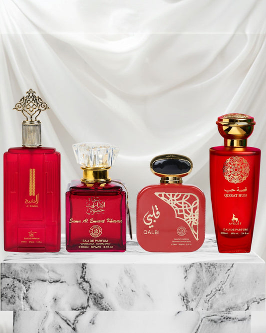 Set 4 Parfumuri Orientale de Dama - Al Khaleej + Samaa + Qalbi + Qissat Hub
