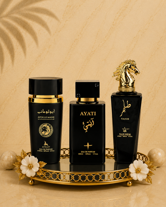 Set 3 Parfumuri Orientale De Barbati - Apollo Mane Black + Ayati Black + Tahir