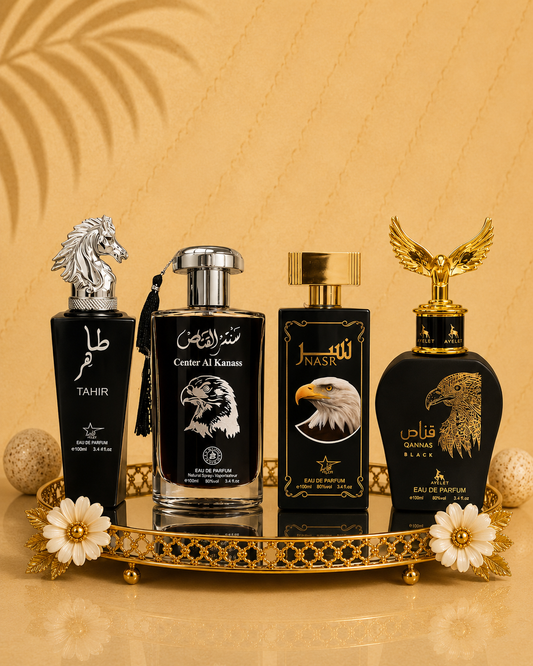 Set 4 Parfumuri Orientale De Barbati - Tahir + Qannas Black+ Center al Kanass Silver + Nasr