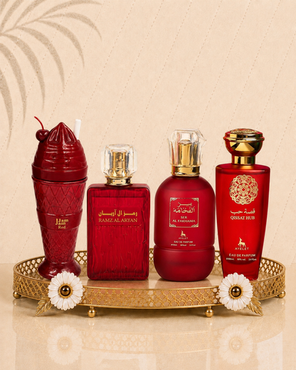 Set 4 Parfumuri Orientale De Dama - Jam Jam Red + Ramz Al Aryan + Fakhama + Qissat Hub Red