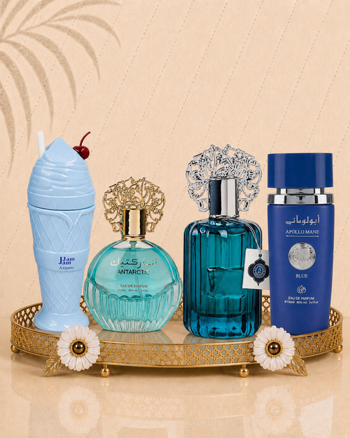 Set 4 Parfumuri Orientale de Barbati - Jam Jam Azzuro + Antarctic Blue  + Majd Al Emarat + Apollo Mane Blue