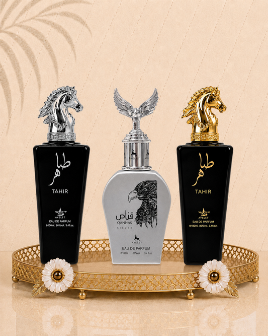 Set 3 Parfumuri Orientale De Barbati - Tahir Silver + Qannas Silver + Tahir Gold