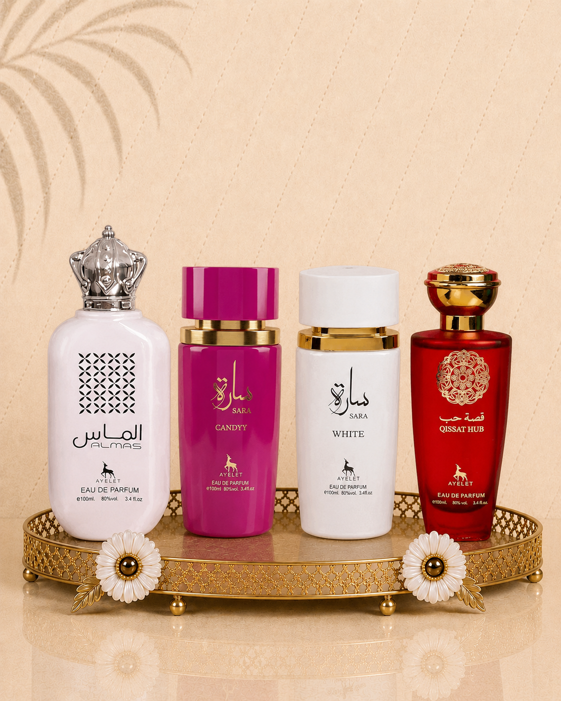 Set 4 Parfumuri Orientale de Dama - Almas + Sara Candy + Sara White + Qissat Hub Red