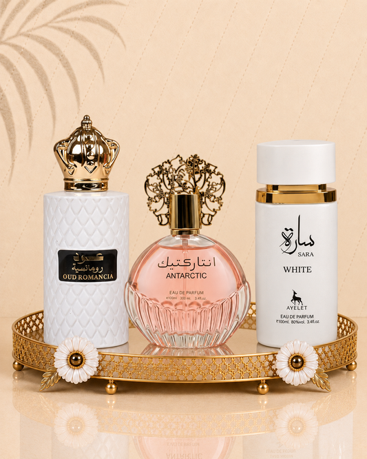 Set 3 Parfumuri Orientale De Dama - Oud Romancia + Sara White + Antarctic Pink