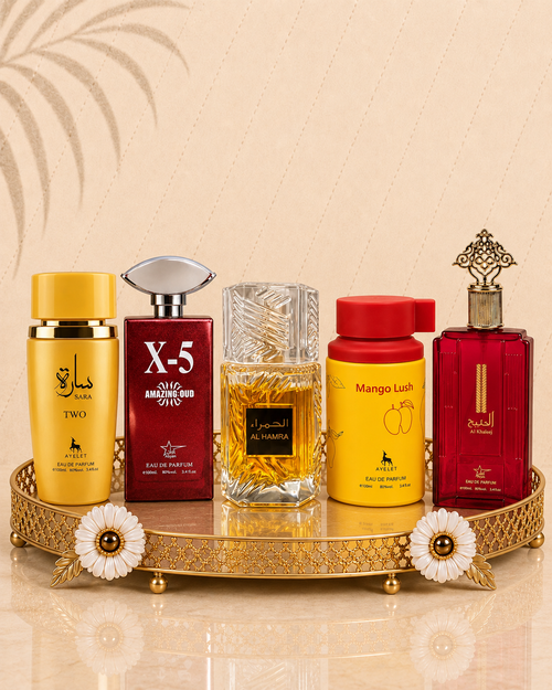 Set 5 Parfumuri Orientale (2xDama + 3xBarbat) - Sara Two + X5 Amazing Oud + Al Hamra + Mango Lush + Al Khaleej