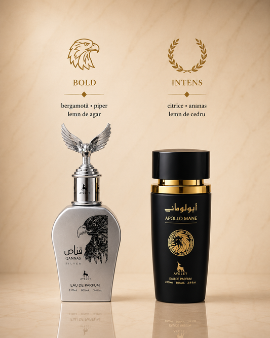 Set 2 Parfumuri Orientale Barbatesti - Apollo Mane Black + Qannas Silver