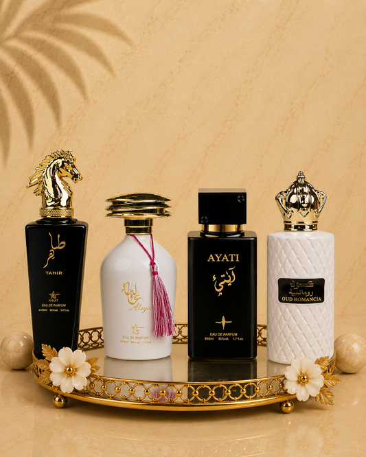 Set 4 Parfumuri Orientale ( 2xDama + 2xBarbat) - Aliya + Tahir + Oud Romancia + Ayati Black