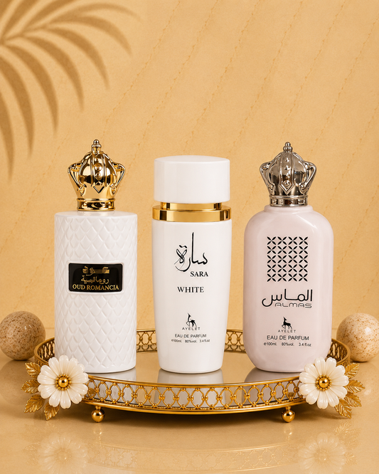 Set 3 Parfumuri Orientale De Dama - Almas + Sara White + Oud Romancia