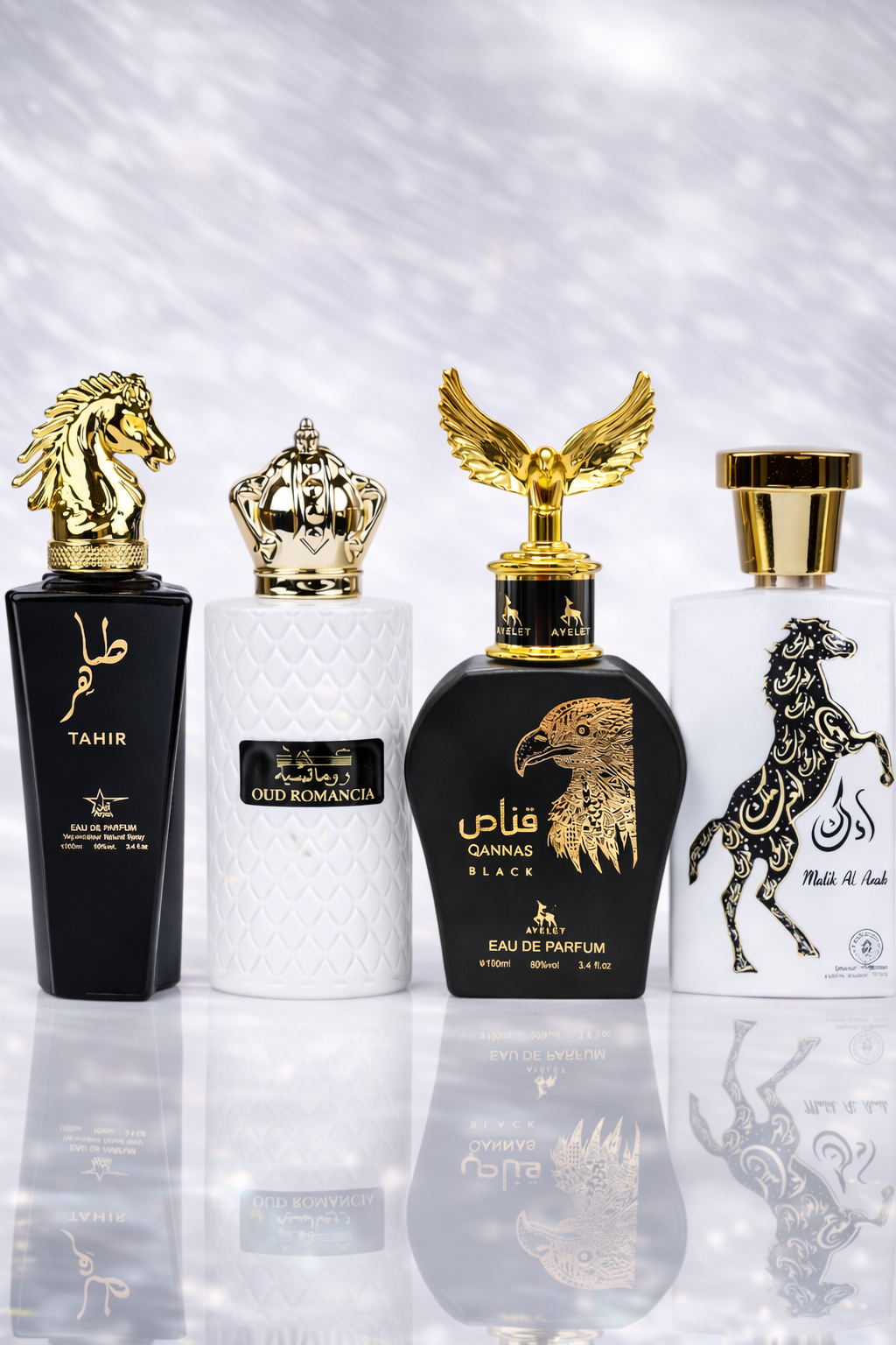 Set 4 Parfumuri Orientale Barbatesti - Qannas Black + Malik al Arab + Tahir + Oud Romancia