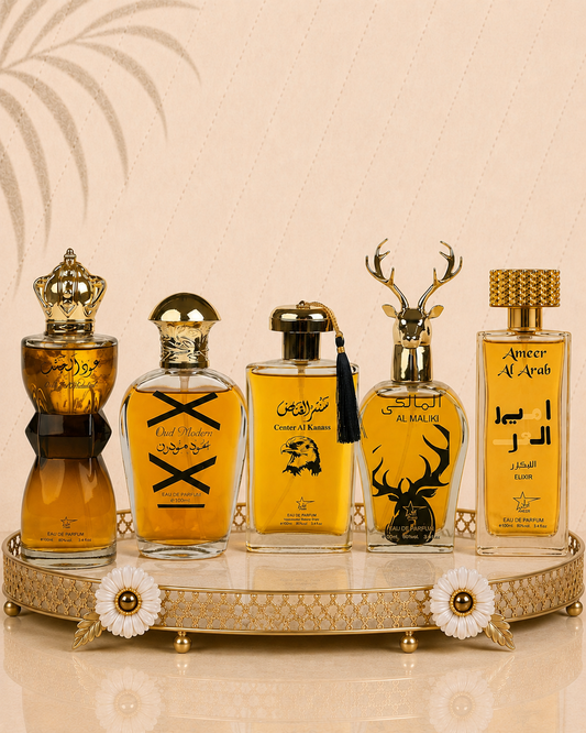Set 5 Parfumuri Orientale De Barbati -  Oud Al Khashab + Oud Modern + Center El Kannas + Maliki + Ameer al Oud Elixir