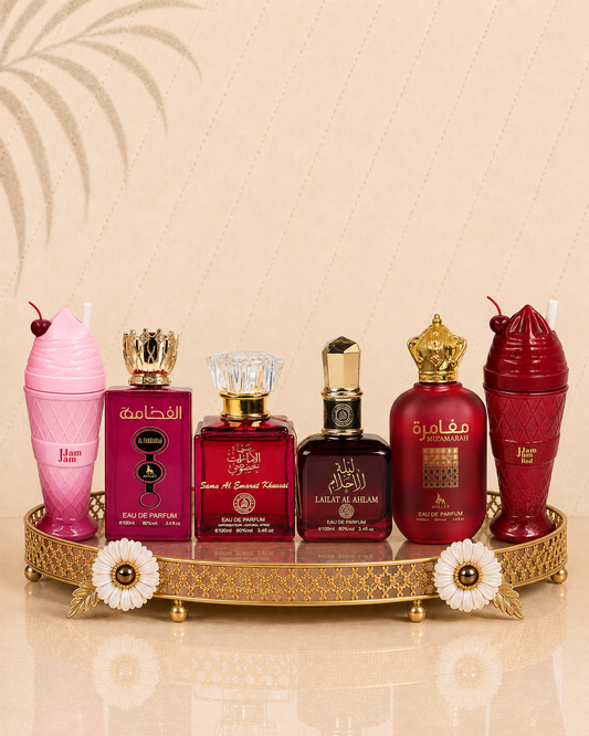 Set 6 Parfumuri Orientale De Dama - Lailat + Sama Al Emarat Khususi+ Mughamarah + Al Fakhamah + Jam Jam Red + Jam Jam Pink