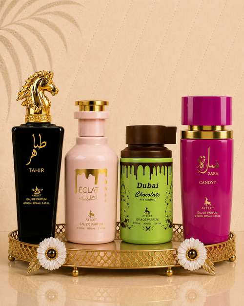 Set 4 Parfumuri Orientale (2x Barbat + 2x Dama) - Tahir + Eclat + Dubai Choco + Sara Candy