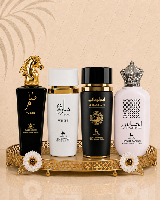 Set 4 Parfumuri Orientale ( 2xDama + 2xBarbat) - Tahir + Sara White + Apollo Black + Almas