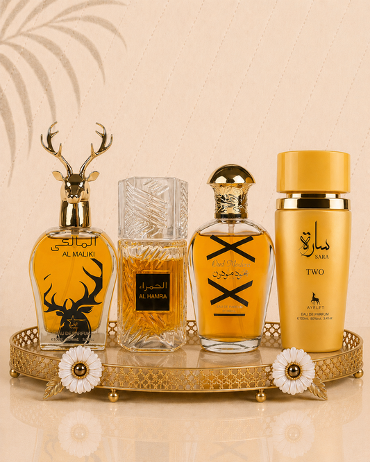 Set 4 Parfumuri Orientale (2xDama + 2xBarbati) - Al Hamra Royal + Oud Modern + Sara Two + Maliki
