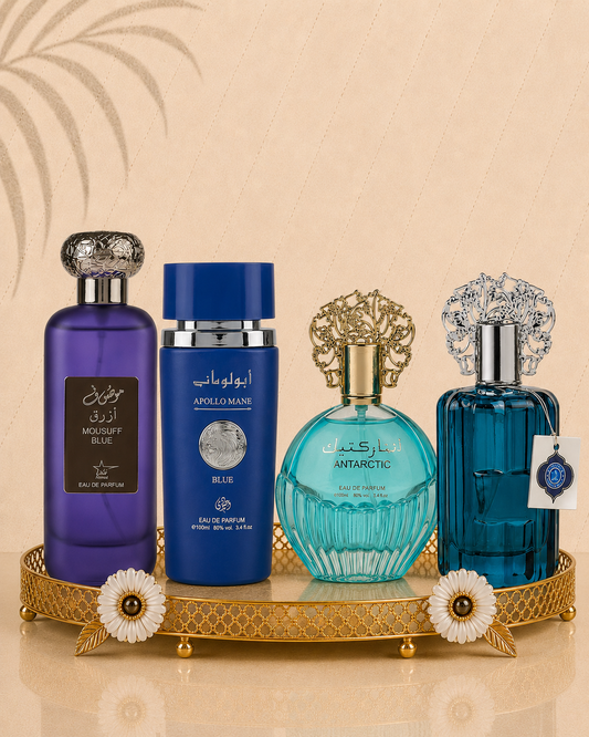 Set 4 Parfumuri Orientale Barbatesti - Mousuff Blue + Apollo Blue + Antartic Blue + Majd al Emarat