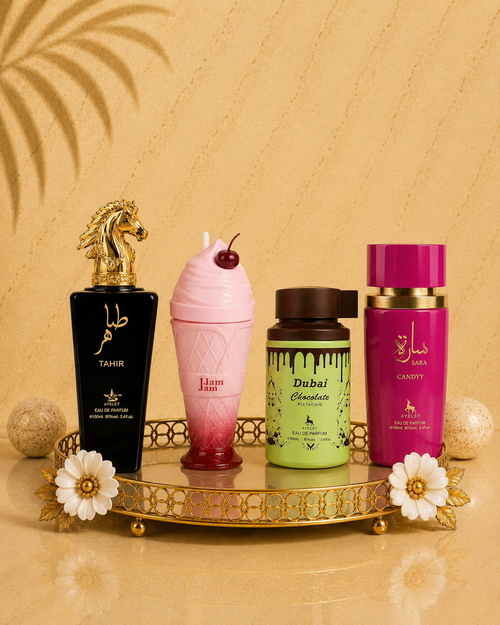 Set 4 Parfumuri Arabesti (2x Barbat + 2x Dama) 100ML - Tahir + Jam Jam + Dubai Choco + Sara Candy