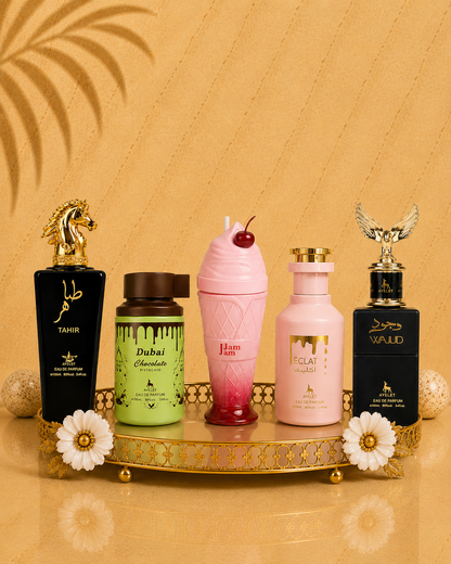 Set 5 Parfumuri Orientale (3xDama + 2xBarbat) - Tahir + Dubai Choco + Jam Jam + Eclat + Wajud
