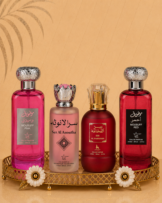 Set 4 Parfumuri Orientale De Dama - Mousuff Pink + Anoutha + Fakhama + Mousuff Red