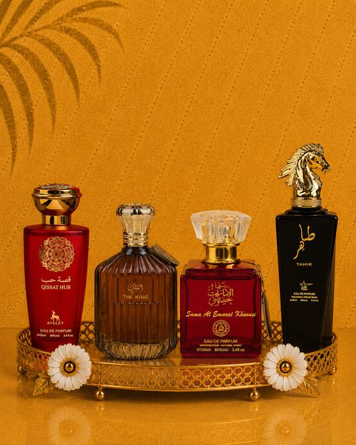 Set 4 Parfumuri Orientale ( 2xDama + 2xBarbat) - Qissat Hub Red + The King + Sama Emarat + Tahir