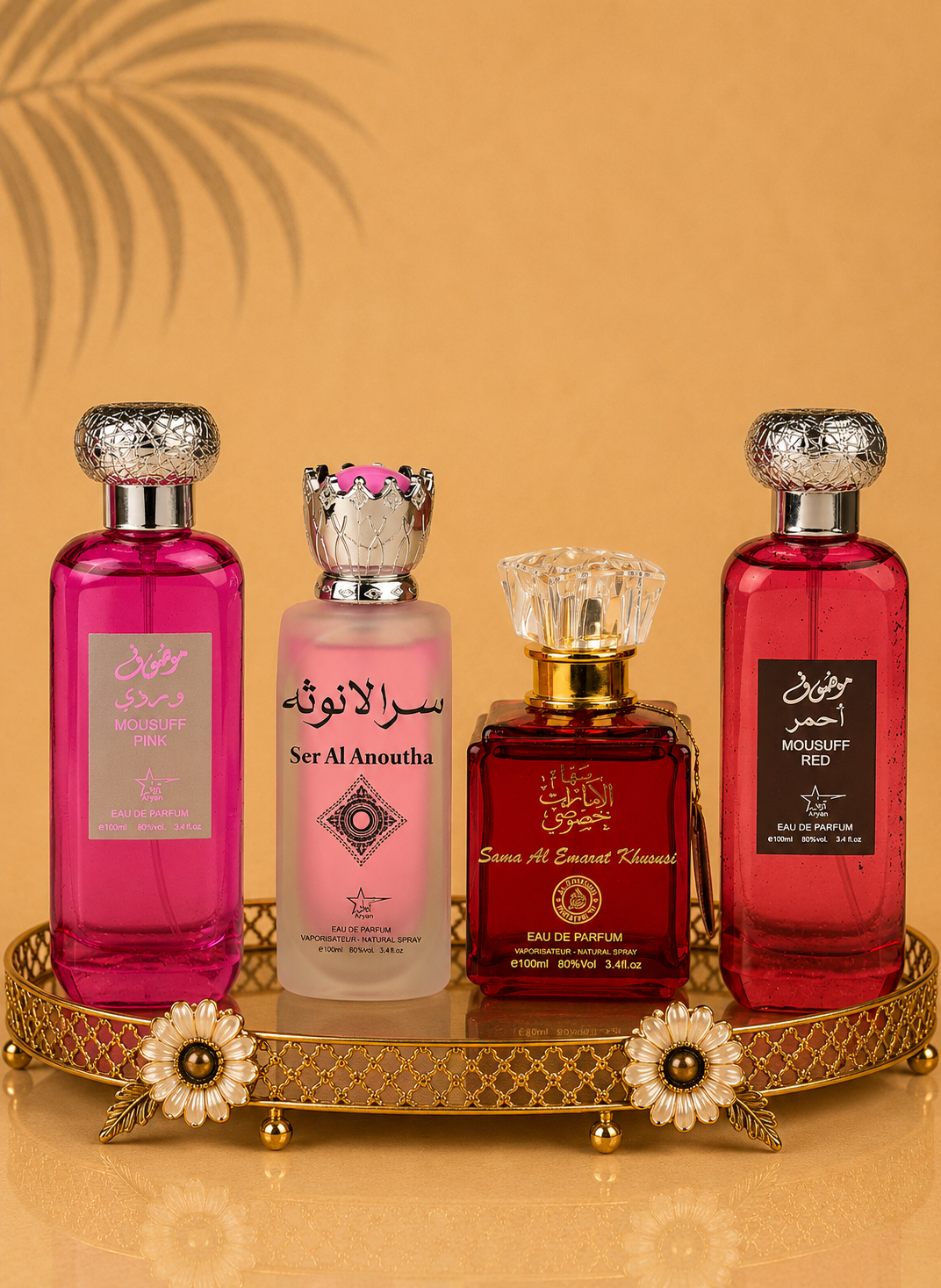 Set 4 Parfumuri Orientale De Dama - Mousuff Pink + Anoutha + Sama Al Emarat + Mousuff Red