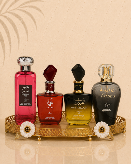 Set 4 Parfumuri Orientale De Dama - Mousuff Red + Anaya + Bint Haroon + Fatima Black