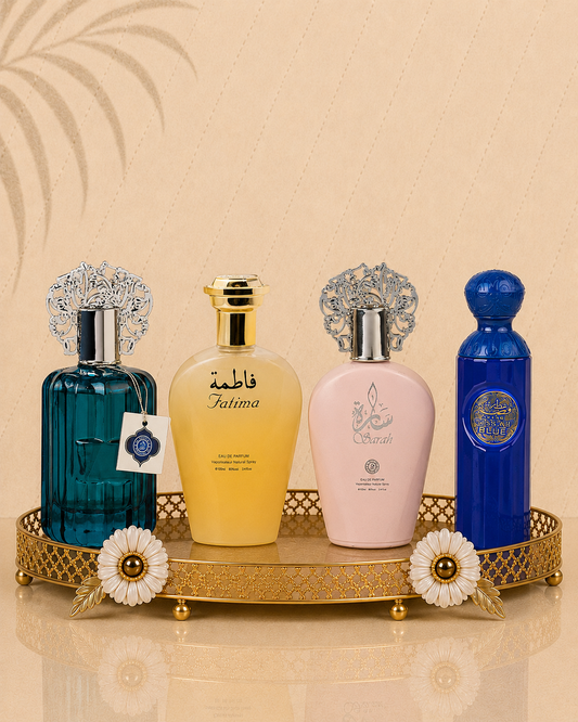 Set 4 Parfumuri Orientale ( 2xDama + 2xBarbat ) - Gissah Blue + Fatima + Sarah + Majd Al Emarat