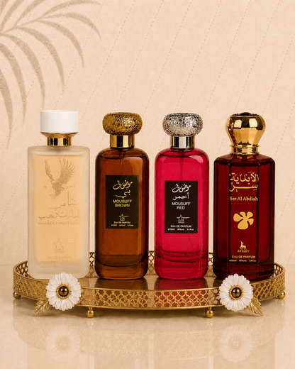 Set 4 Parfumuri Orientale ( 2xDama + 2xBarbat ) - Shaheen Emarat + Mousuf Brown+ Mousuff Red + Ser Al Abdiah