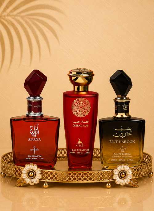 Set 3 Parfumuri Orientale de Dama - Anaya + Qissat Hub  Red + Bint Haroon