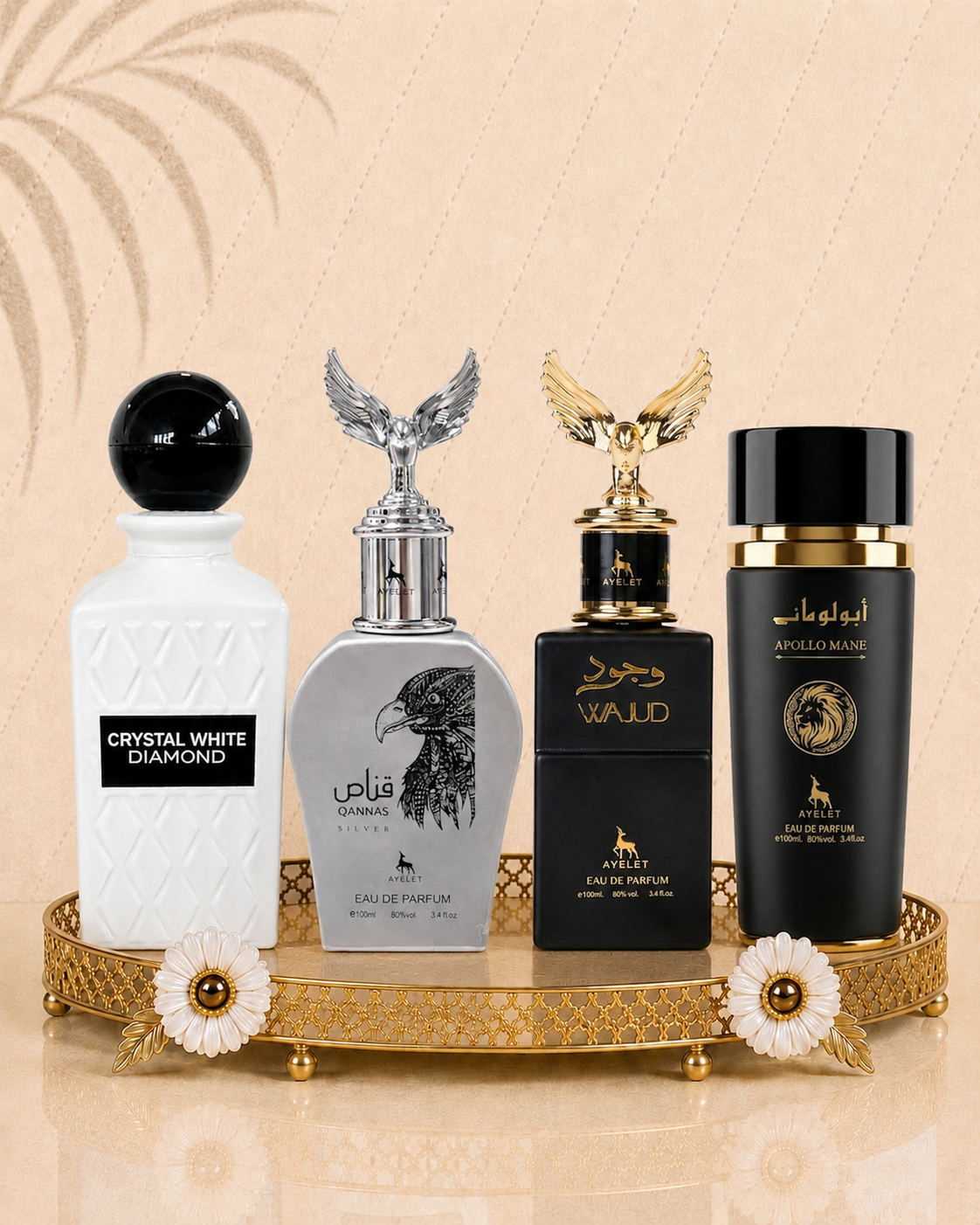 Set 4 Parfumuri Orientale Barbatesti - Crystal White + Wajud + Qannas Silver + Apollo Black
