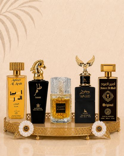 Set 5 Parfumuri Orientale De Barbati - Ameer Arab Elixir + Tahir + Wajud + Ameer Oud Original + Al Hamra Royal