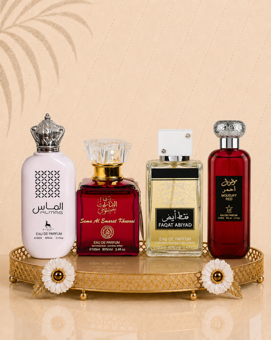 Set 4 Parfumuri Orientale de Dama - Almas + Sama Al Emarat + Faqat + Mousuff Red