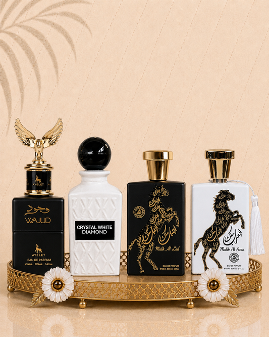 Set 4 Parfumuri Orientale De Barbati - Malik al Lail + Crystal White Diamonds + Wajud + Malik al Arab