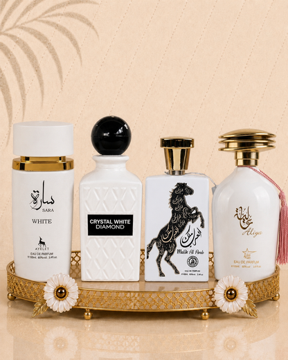 Set 4 Parfumuri Orientale ( 2xDama + 2xBarbat) - Sara White + Crystal White Diamonds + Malik Arab + Aliya