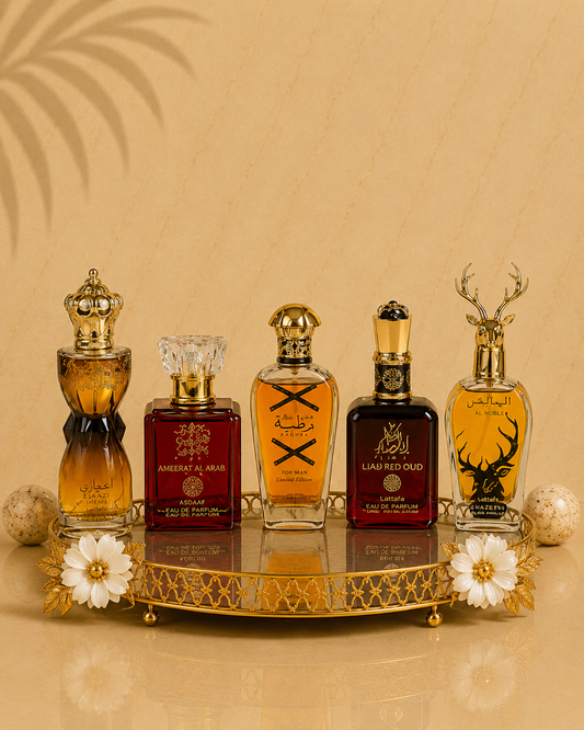 Set 5 Parfumuri Orientale ( 3xDama + 2xBarbat ) - Oud al Khashab + Sama Emarat + Oud Modern + Lailat Ahlam + Maliki