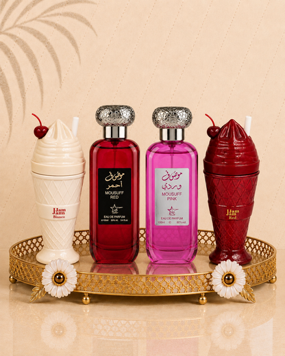 Set 4 Parfumuri Orientale De Dama - Jam Jam Bianco + Mousuff Pink + Mousuff Red + Jam Jam Red