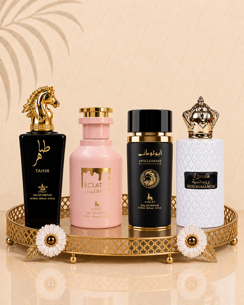 Set 4 Parfumuri Orientale ( 2xDama + 2xBarbat) - Apollo Black + Oud Romancia + Eclat + Tahir