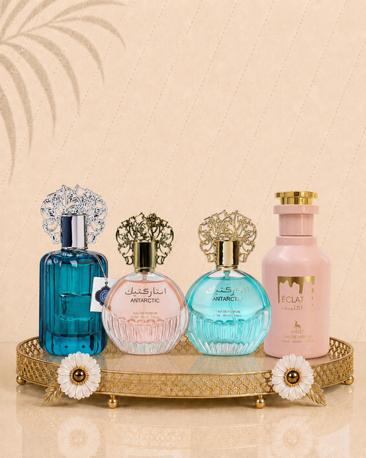 Set 4 Parfumuri Orientale ( 2xDama + 2xBarbat ) - Eclat + Antartic Pink + Antartic Blue + Majd al Emarat