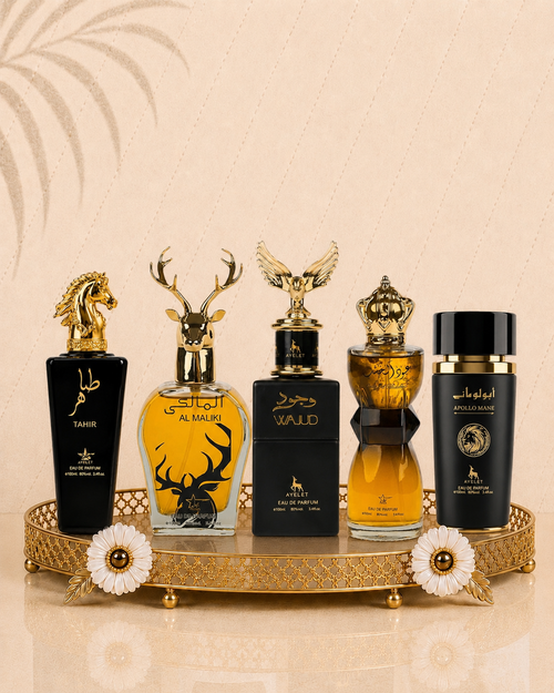 Set 5 Parfumuri Orientale Barbatesti - Tahir + Wajud + Apollo Black + Oud Al Khashab + Maliki