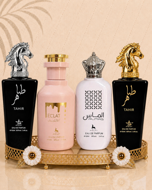 Set 4 Parfumuri Orientale (2x Barbat + 2x Dama) - Tahir Gold + Eclat + Almas + Tahir Silver