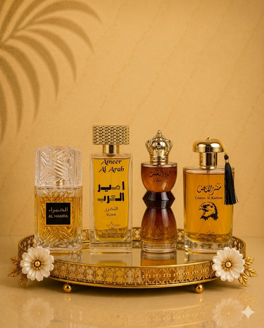 Set 4 Parfumuri Orientale Barbatesti - Al Hamra Royal +  Ameer Arab Elixir + Oud Al Khashab + Center al Kannas